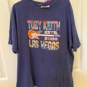 Large Toby Keith vintage T shirt, dark blue with multi colored words